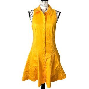 Cinq a Sept Shirt Dress Sleeveless Button-Up Poppy Stretch Yellow Womens Size 4